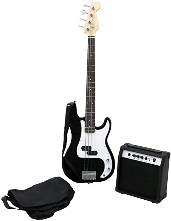 Oypla PB Precision Style Black 4 String Electric Bass Guitar & 15W Amp