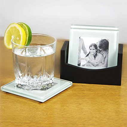 Fifth Avenue Crystal Glass Photo Coasters with Caddy