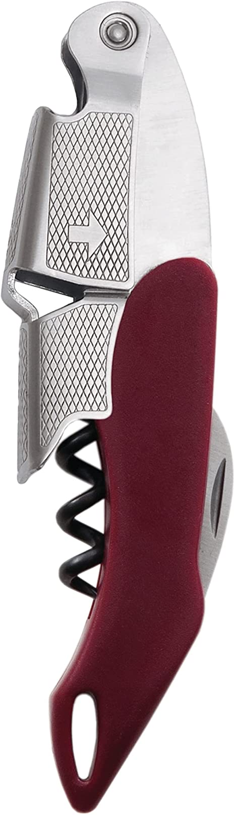 True Sommelier Waiter’s Corkscrew, Burgundy Stainless Steel Spring Loaded Wine Key