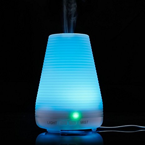 Kumiba 100ml Aromatherapy Essential Oil Diffuser Portable Ultrasonic Cool Mist Aroma Humidifier with Color LED Lights Changing and Waterless Auto Shut-off Function for Home Office Bedroom Room (100ML)