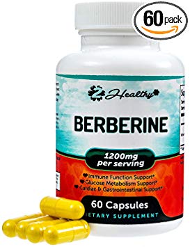 Premium Berberine 1200mg - 60 Capsules - Berberine HCL Supplement Supports Blood Sugar, AMPK Activator Active PK - Insulin Sensitivity, Immune Function, Glucose Metabolism, Heart, Digestive Vegan Pill