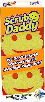 Scrub Daddy Original Sponge Twin Pack, Cleaning Sponges for Washing Up, Dish & Kitchen Sponge as Used by Mrs Hinch, Non Scratch Scrubbing with FlexTexture Firm & Soft Design, Dishwashing Safe Scrubber