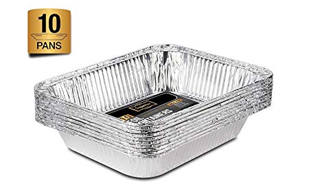 Large Disposable Aluminium Foil Trays Containers For Baking Roasting Broiling Cooking Food Storage & More Gastronorm Half Size Pan 32x26 cm Pack Of 10