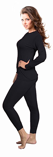 Rocky Womens Thermal 2 Pc Long John Underwear Set Top and Bottom Smooth Knit