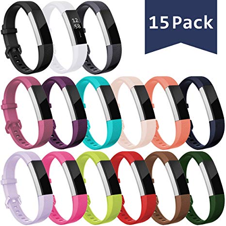 Maledan Bands Compatible with Fitbit Alta/Alta HR and Fitbit Ace, Classic Replacement Accessories Sport Wristband Band for Fitbit Alta HR/Alta/Ace, 15-Pack, Women Men Kids