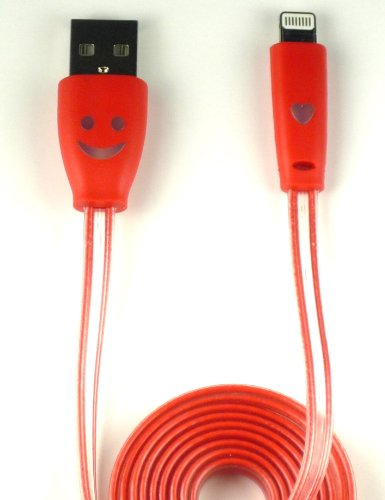 iPhone Charging Cable 8-Pin Lightning Cable with Color Changing LED - Works with iPhone 5, 5c, 6, 6 plus, iPod Touch 5, iPad Air & Mini (3.3 feet) (Red)