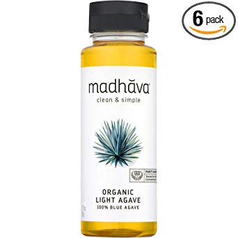 Madhava Naturally Sweet Organic Blue Agave Low-Glycemic Sweetener, Golden Light, 11.75 Ounce (Pack of 6) - PACKAGING MAY VARY