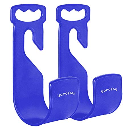 Yardsky Blue Garden Hose Holder Hanging on The Spigot Durble Hanger Plastic Hook for Expandable Water Hose (Pack of 2)