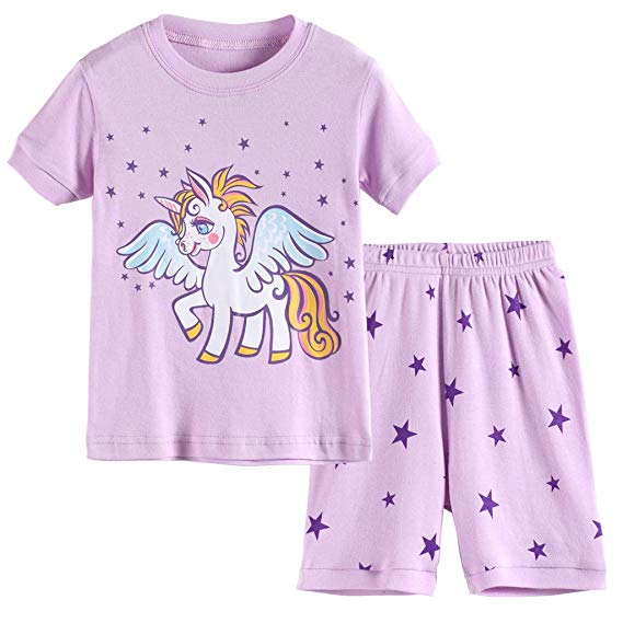 Hsctek Kid and Toddler Girls Pajamas Cotton Short Set(Toddler-9 Years)