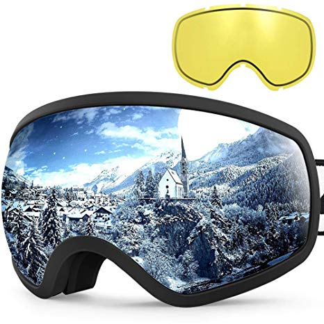 Zionor X10 Ski Snowboard Snow Goggles OTG for Men Women Youth Anti-Fog UV Protection Helmet Compatible