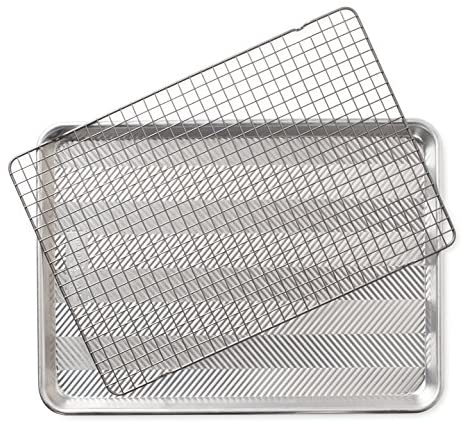 Nordic Ware 43171 2-Piece Set-Prism Half Sheet w/Oven Safe Nonstick Grid, Aluminum