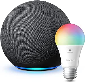 Echo (4th Gen)| Charcoal with Sengled Smart Color Bulb