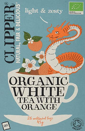 Clipper Organic White Tea with Orange 25 Teabags (Pack of 6, Total 150 Teabags)