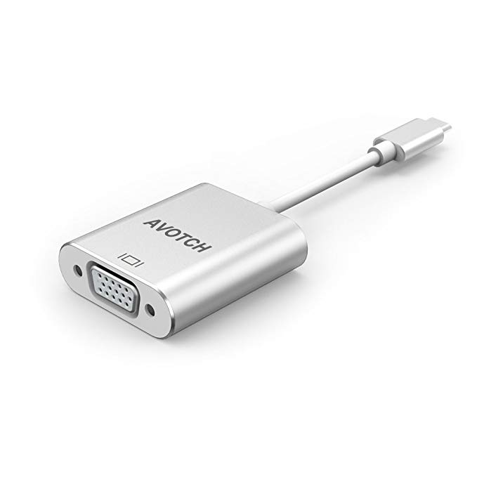 USB C to VGA Adapter,AVOTCH USB 3.1 Type C (USB-C) to VGA Adapter with Aluminium Case for 2017 MacBook Pro/Samsung Galaxy S8