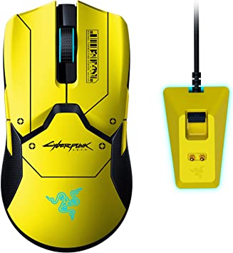 Razer Viper Ultimate Lightweight Wireless Gaming Mouse & RGB Charging Dock: Hyperspeed Wireless Technology - 20K DPI Optical Sensor - 78g Lightweight - Optical Mouse Switch - Cyberpunk 2077 Edition