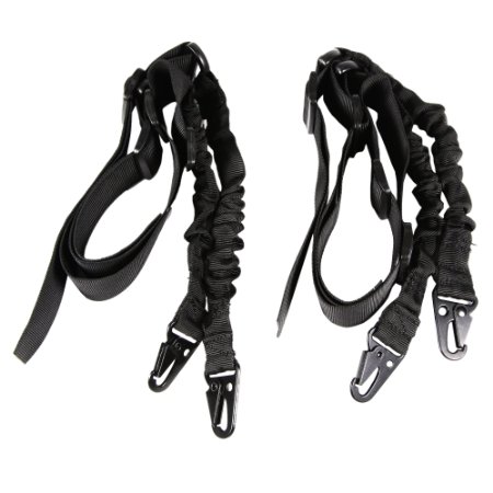 Shootmy Tactical 2 Dual Point Straps Adjustable Bungee Strap Cord Pack of 2 (Black)