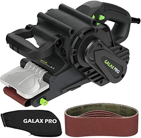 Belt Sander, GALAX PRO 8 Amps 120-380RPM Corded Sander with Variable Speed Settings, 5PCS Sanding Belts(3x21 Inch) & Dust Bag for Stock Removal