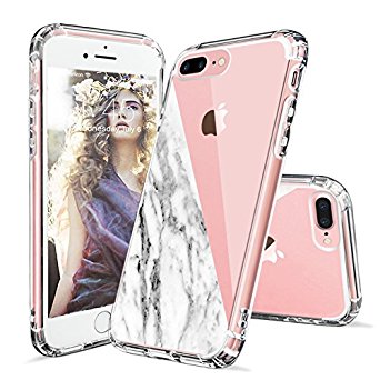 iPhone 7 Plus Case, iPhone 8 Plus Case Clear, MOSNOVO Half White Marble Clear Design Printed Plastic Hard Case with TPU Bumper Protective Case Cover for iPhone 7 Plus (2016) / iPhone 8 Plus (2017)