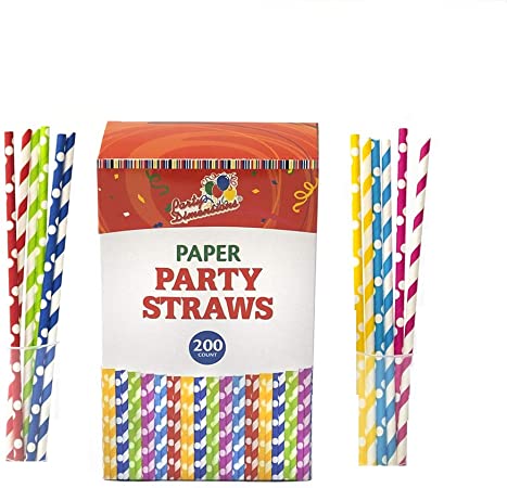 200 Pack Paper Straws, Drinking Straws for Smoothies, Juices, Cocktail, Birthday Parties And Weddings, 100% Biodegradable.