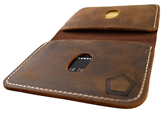 KNOXX Wallets - Slim Leather Minimalist Men's Tough Wallet or Cardholder Brown - Handmade