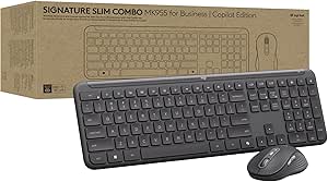 Logitech Signature Slim MK955 Combo for Business | Copilot Edition, Microsoft Copilot, Copilot in Windows, Wireless Keyboard and Mouse, Quiet Typing, Secure Receiver, Bluetooth, Windows - Graphite