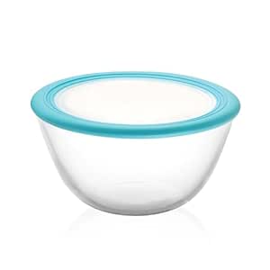 CELLO Ornella Toughened Glass Mixing Bowl with Premium Lid | Microwave Safe & Dishwasher Safe | Clear & Non- Porous Glass | Scratch Resistant | Transparent | 500ml, Set of 1