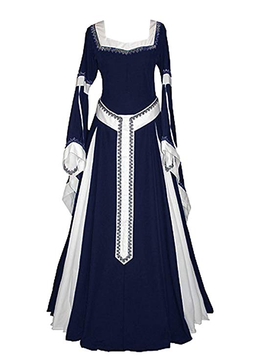 Misassy Womens Medieval Dress Renaissance Costumes Irish Over Long Dress Cosplay Retro Gown