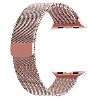Walcase Milanese Loop with Magnet Lock Replacement iWatch Band for Apple Watch Band 38mm Rose Gold