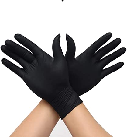 Freahap Disposable Gloves 100Pcs Nitrile Gloves Waterproof Gloves Power Latex Free Gloves for Dishwashing Tattoo Hair Dying Black M