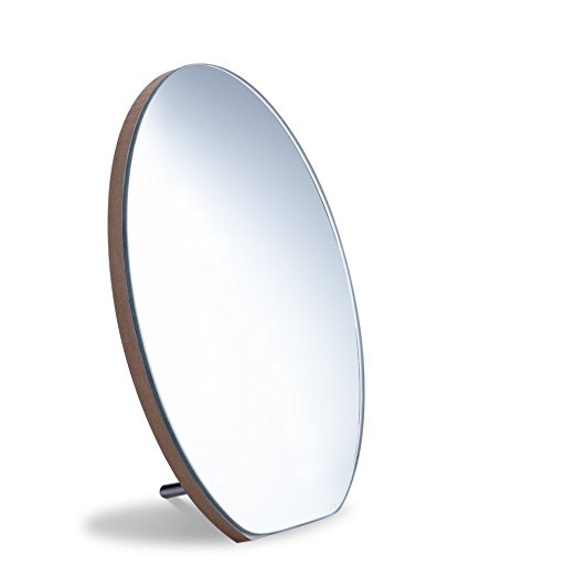 Makimoo Table Vanity Wooden Makeup Mirror, Travel Cosmetic Mirror Natural Texture Wood Oval Shaped with Stand, Available for Hanging (Color Num 5)