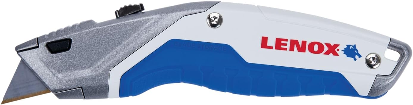 LENOX Utility Knife with 3 Bi-Metal Blades, Retractable, Foldable and Portable, Blade Storage (LXHT10599)