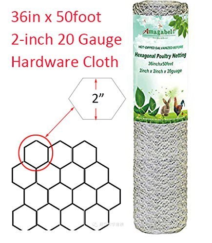 2in Hexagonal Poultry Netting 36inchx50ft Galvanized Fence Wire 20gauge Large Holes Mesh Chicken Run Enclosure Rabbits Pen Pets Dog Cat out Vegetable Garden Backyard Raised Flower Bed Fencing Material