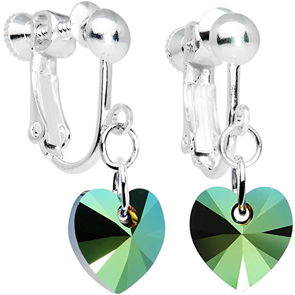 Body Candy Handcrafted Heart Clip Earrings Created with Swarovski Crystals