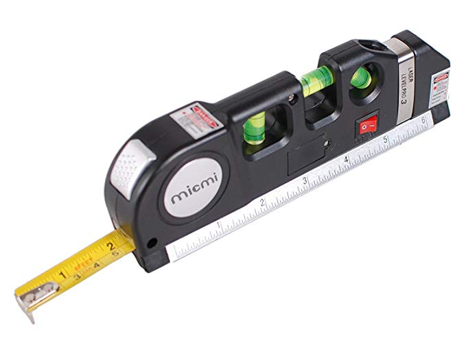 Laser Level, Multipurpose Laser Tape Measure Line 8ft  Tape Measure Ruler Adjusted Standard and Metric Rulers Update Batteries MICMI A80 (Laser Level)