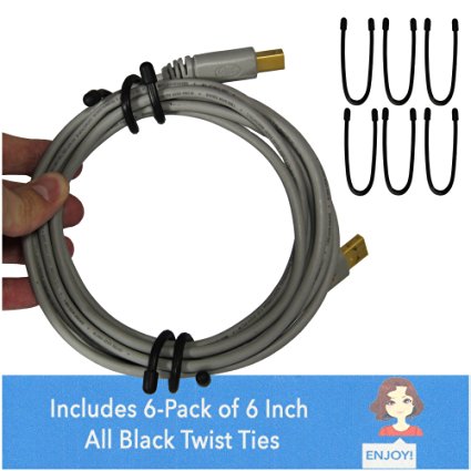 EliteTechGear Twist Ties For Organizing Your Gear 6-Pack 6 Inch (Black)