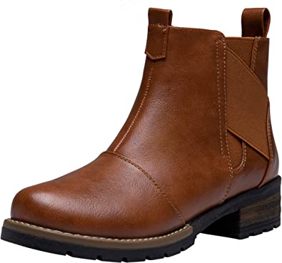 Jeossy Women's 9007 Ankle Boots Comfy Chelsea Low Heel Booties for Women