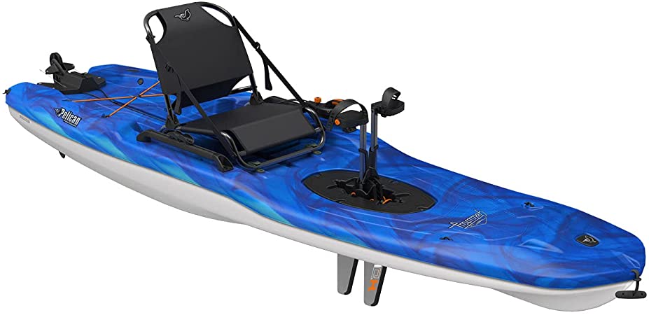 Pelican Fishing Sit-on-Top Kayak Getaway 110 HDII - Vapor Deep Blue-White - 11 feet - Pedal System, Stable and Comfortable one-Person Kayak - MHP10P101