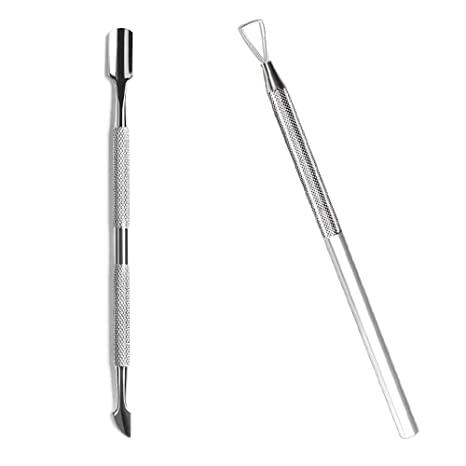 2PCS Cuticle Pusher and Cutter, Cuticle Pusher Peeler, Nail Pusher Peeler Scraper,Professional Stainless Steel Cuticle Cleaner Gel Polish Remover, Pedicure Manicure Tools for Fingernails Toenails