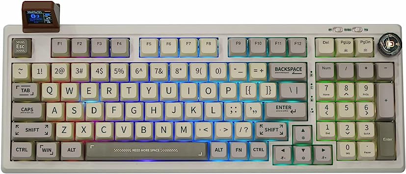 EPOMAKER RT100 97 Keys Gasket BT5.0/2.4G/USB-C Mechanical Gaming Keyboard with Customizable Display Screen, Knob, Hot Swappable Socket, 5000mAh Battery for Win/Mac(Epomaker Flamingo Switch)