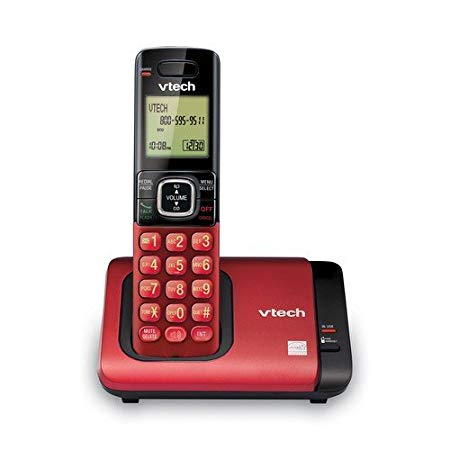 VTech CS6419-16 DECT 6.0 Cordless Phone with Caller ID, Expandable up to 5 Handsets, Wall Mountable, Red