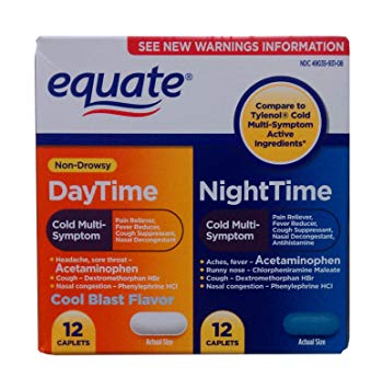 Equate Cold Multi Symptom Daytime AND Nighttime Combo Pack Compare to Tylenol Cold Multi Symptom