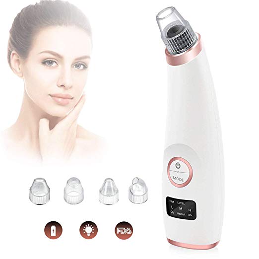 Blackhead Remover Vacuum, Upgraded Amicool Blackhead Extractor Suction Tool Facial Pore Cleaner with 5 Probes, Hot Compress Electric Acne Comedone Extraction Device HD LED USB Rechargeable All Skin