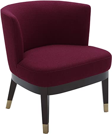 Amazon Brand – Rivet Stacey Mid-Century Modern Round-Backed, Armless Living Room Chair, 27"W, Sangria