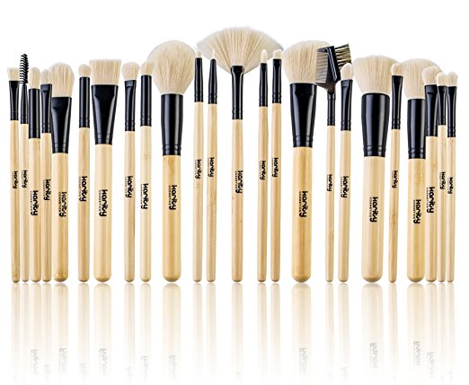 Studio Quality Jet-Set Bamboo 24 Piece Premium Synthetic Cosmetic Makeup Brush Brushes Set Kit with Pouch Case Bag (Jet Black)