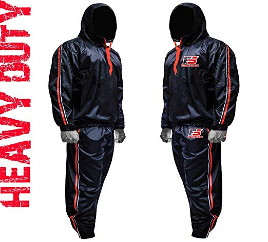 FIGHTSENSE MMA Sauna Sweat Suit Track Weight Loss Slimming Fitness Gym Exercise Training Added Hood Color Red Anti-Rip