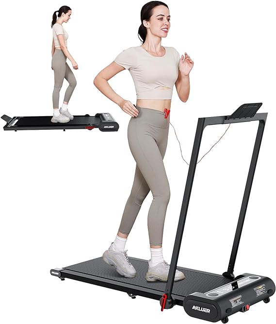 AKLUER Walking Pad Treadmill Under Desk, Portable Treadmill with Bluetooth, Desk Treadmill up to 3.8 MPH Speed, Jogging Walking Treadmill for Small Space Home Fitness