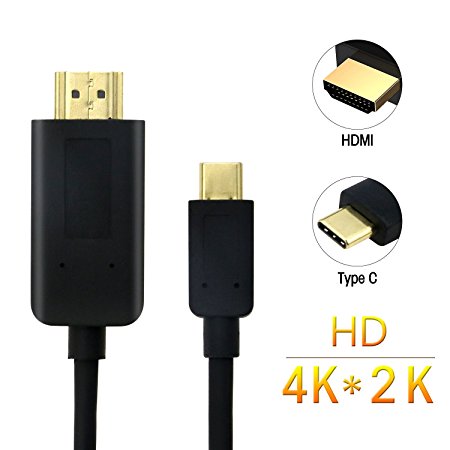 TedGem USB C to HDMI Cable, Type c USB 3.1(Thunderbolt 3 Compatible) to HDMI Male 4K Cable (5.9ft/1.8m)for ChromeBook Pixel, 2016 MacBook Pro, 2015 MacBook, Huawei MateBook & More