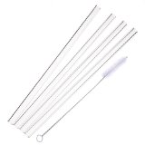 Alink Glass Straws Clear Straight 9 in x 10 mm Eco Friendly 4 Pack With Cleaning Brush 2 mm Wall Thickness 4 Individual Box Can be Gift for Family and Friends