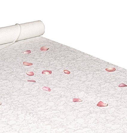 Hortense B. Hewitt Wedding Accessories Fabric Aisle Runner, White with Flower Imprint, 36-Inch Wide by 100-Feet Long
