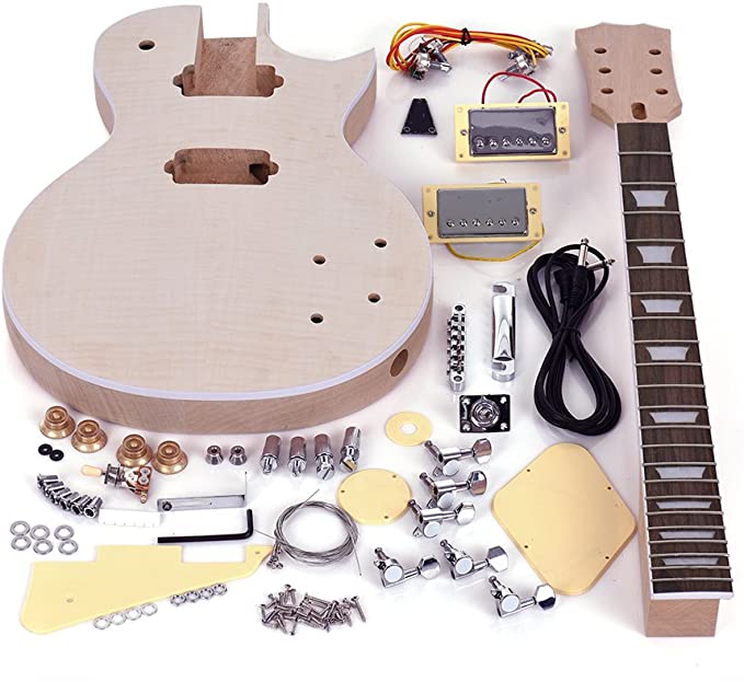Festnight LP Style Unfinished Electric Guitar DIY Kit Set Mahogany Body & Neck Rose Wood Fingerboard